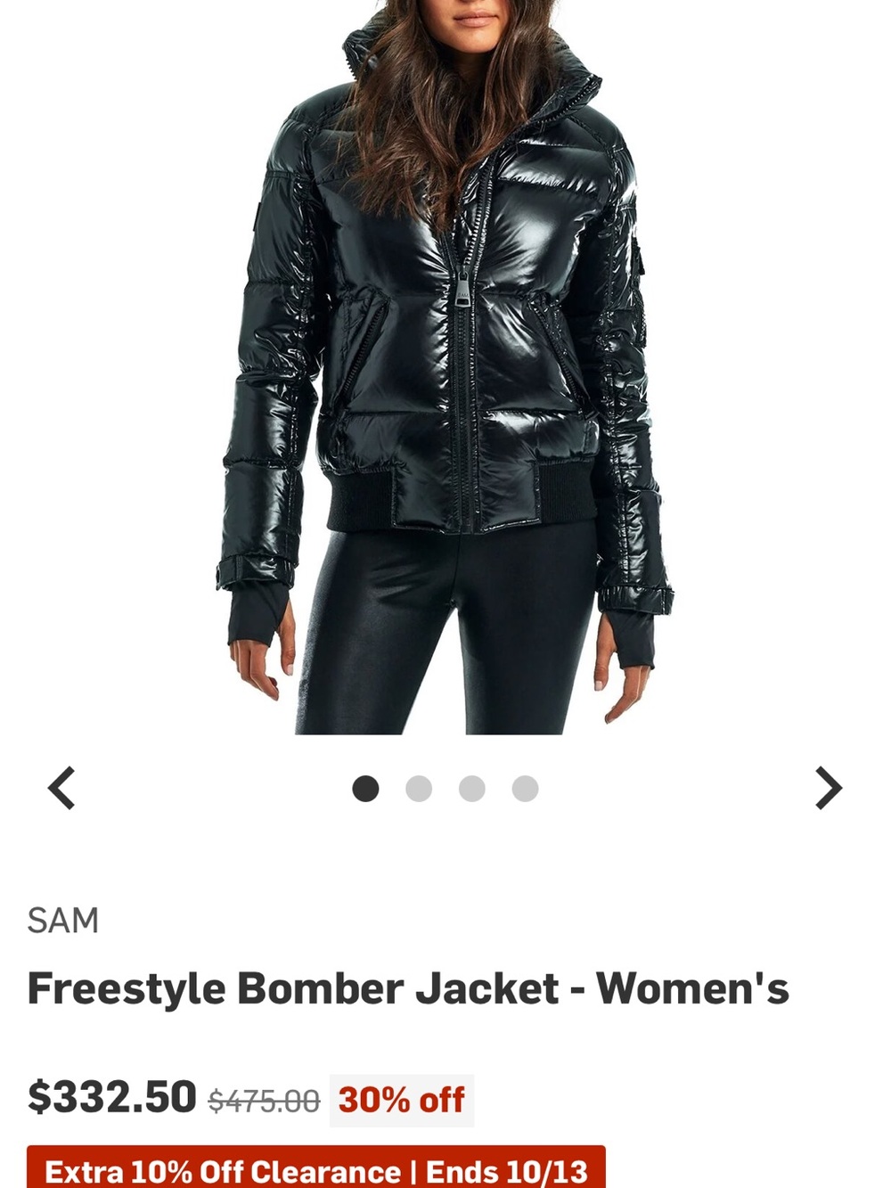 SAM. Black High-Shine Freestyle Puffer Jacket - Picture 4 of 8